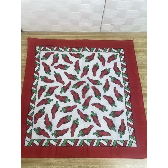 CHILI PEPPERS Print Western Southwest Biker Bandana Handkerchief 20” Square USA - Picture 1 of 6